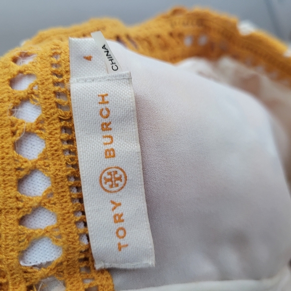 Tory Burch Yellow Crochet Lace Women Shorts Size 4 - Picture 8 of 9